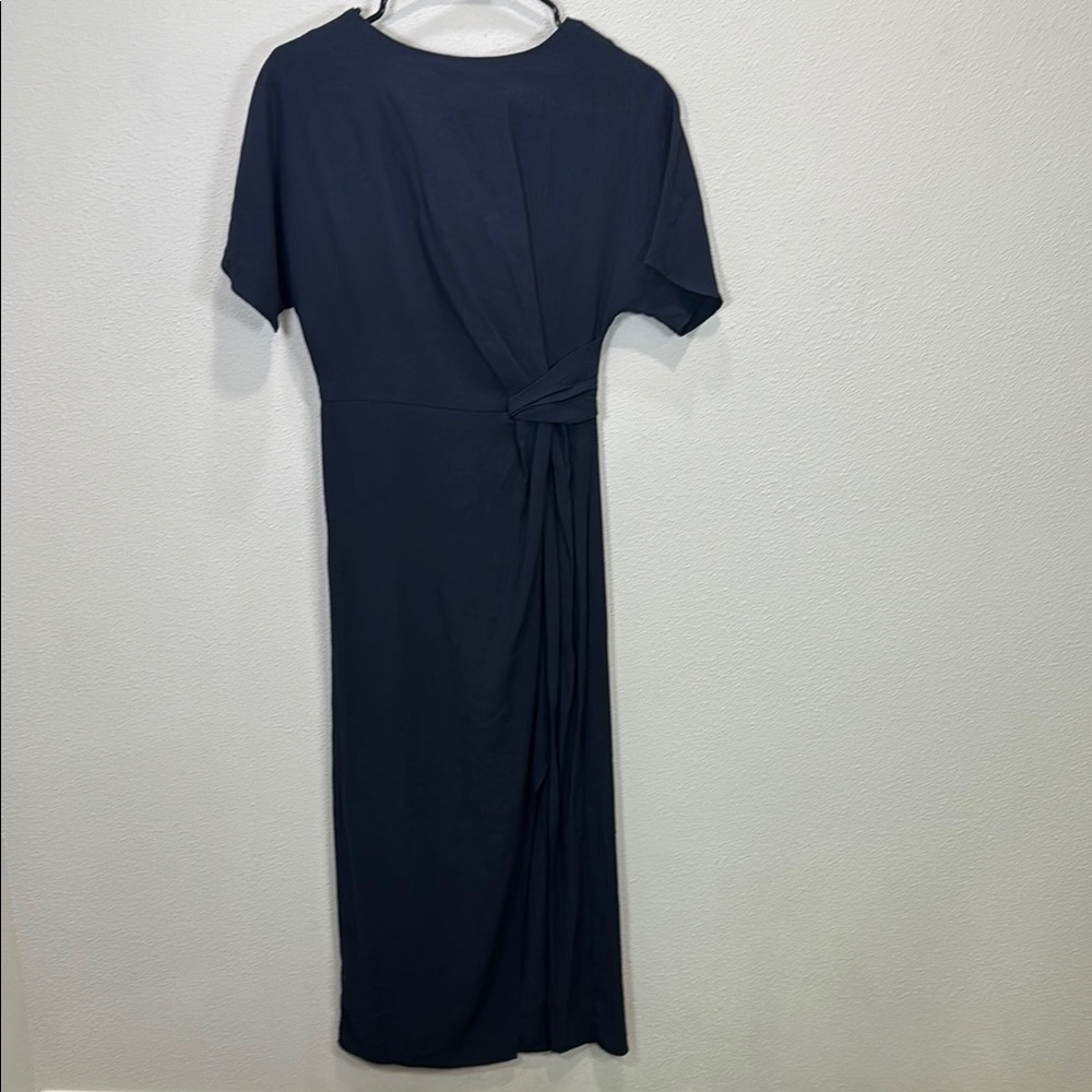 Topshop Blue Sheath Midi Dress Crew Neck Short Sleeve
